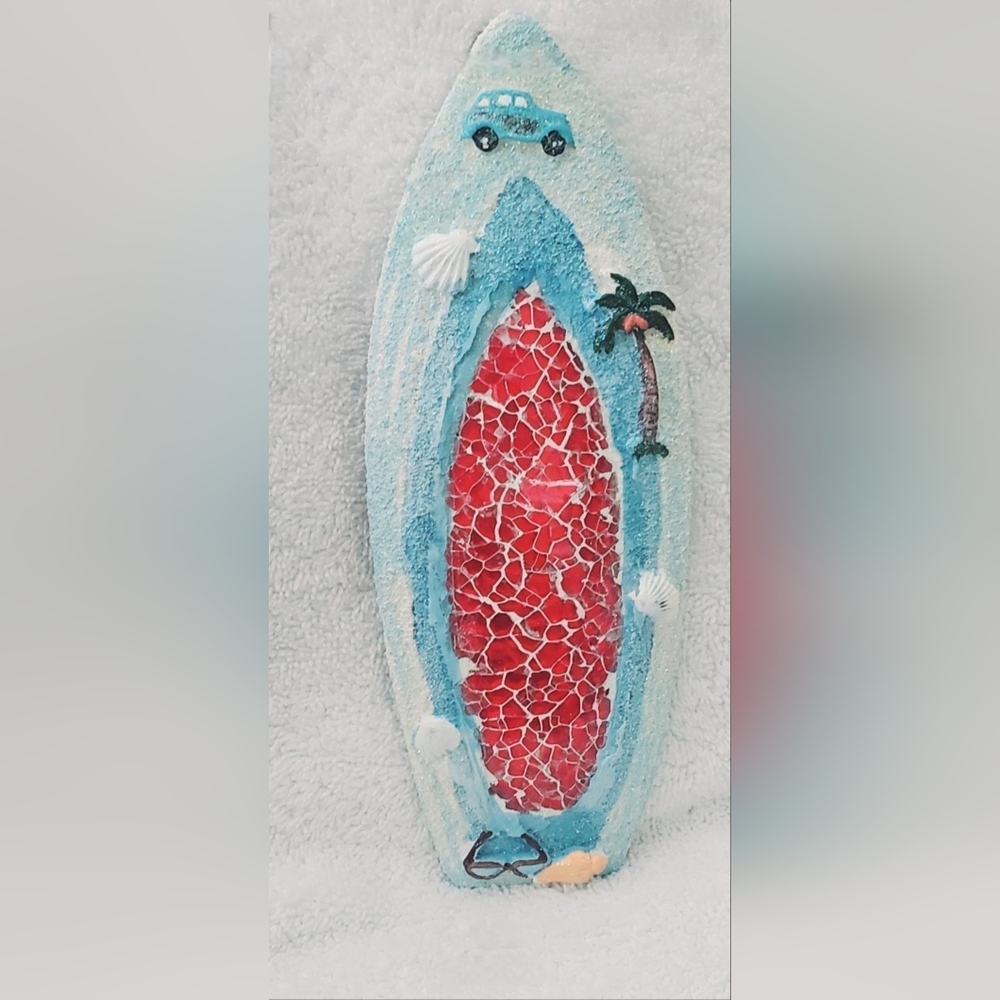 Decorative Surfboard Wall Art with Mosaic Design - Picture 2 of 5